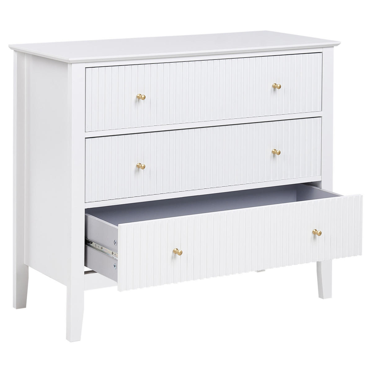 KOMODA s 3 zásuvkami Bílá Assisi - bílá, kompozitní dřevo (90/80/40cm) - Beliani