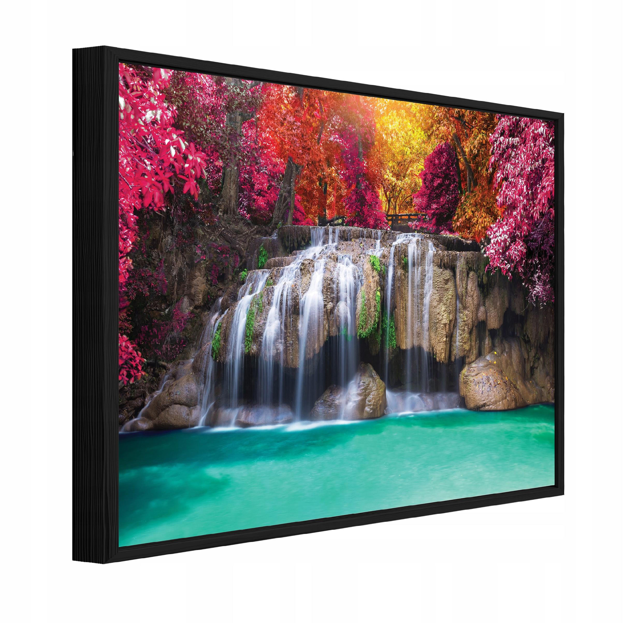 BILDER mit Rahmen Wasserfall Wald Bunt 100x70 cm - Multicolor, Holzwerkstoff (100/70cm) - Wallarena