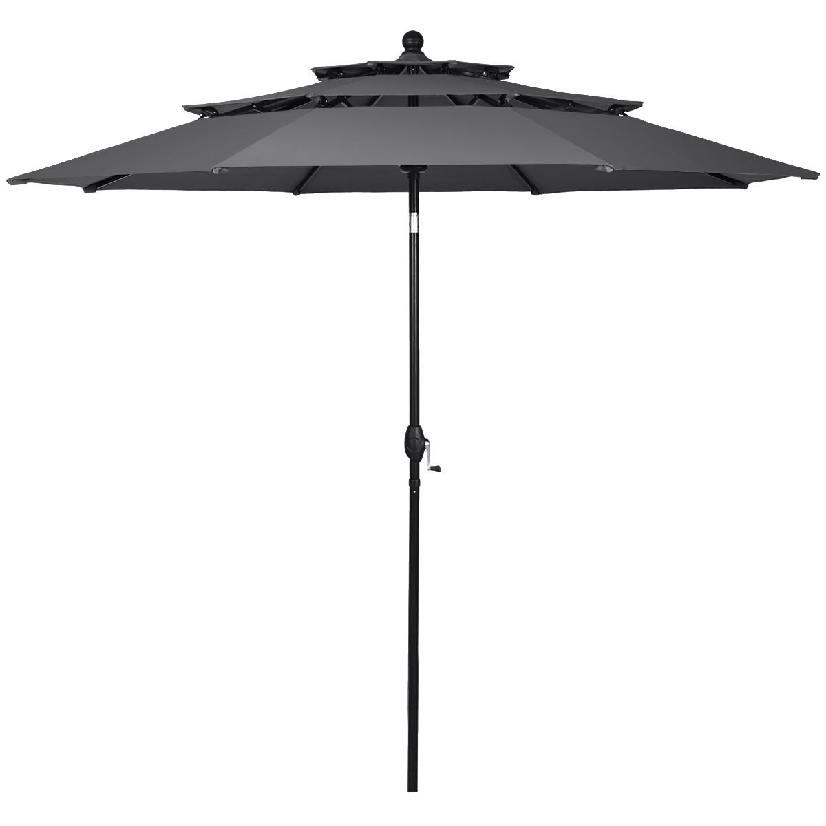 SONNENSCHIRM Grau - Grau, Metall (300/300cm) - COSTWAY