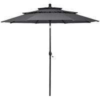 SONNENSCHIRM Grau - Grau, Metall (300/300cm) - COSTWAY