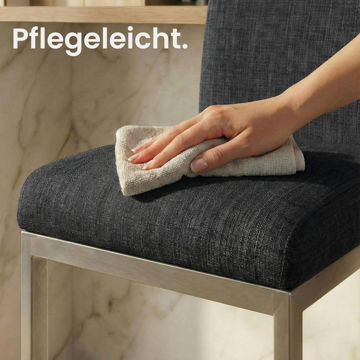 BARHOCKER Stoff Dunkelgrau - Chromfarben/Dunkelgrau, Textil/Metall (42/104/48cm) - CLP