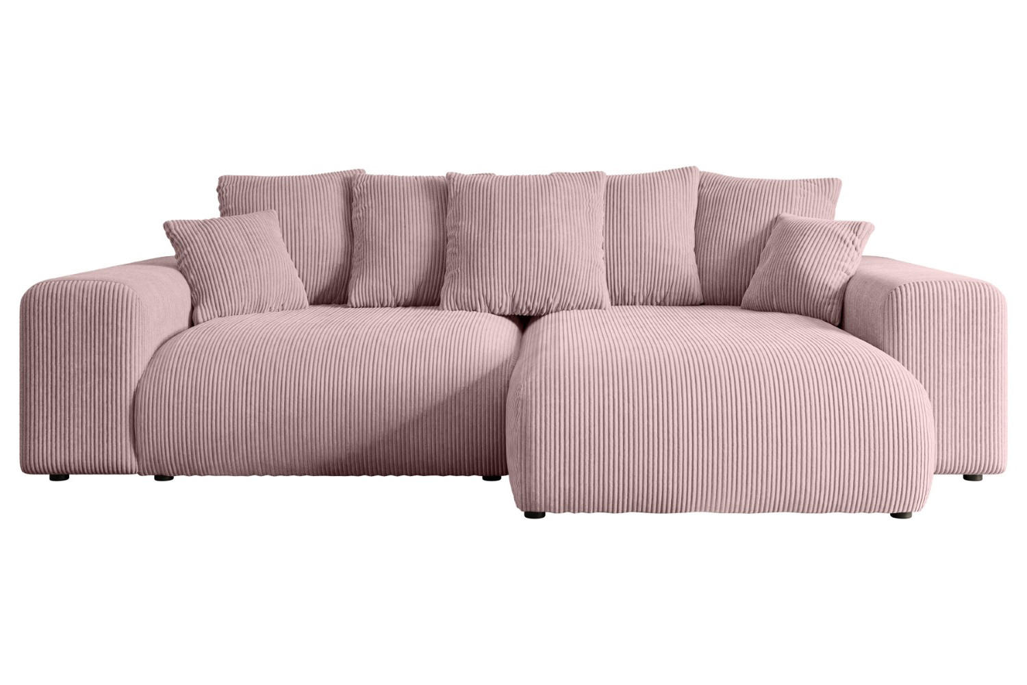 ECKSOFA Ottomane rechts ESKAR-L 266x176x84 Rosa Cord - Schwarz/Rosa, Holzwerkstoff/Kunststoff (176/266cm) - ALTDECOR