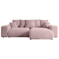 ECKSOFA Ottomane rechts ESKAR-L 266x176x84 Rosa Cord - Schwarz/Rosa, Holzwerkstoff/Kunststoff (176/266cm) - ALTDECOR