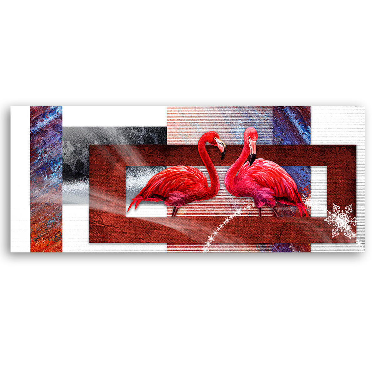 WANDBILD zwei rote flamingos - Rot, Textil (90/30cm) - Feeby