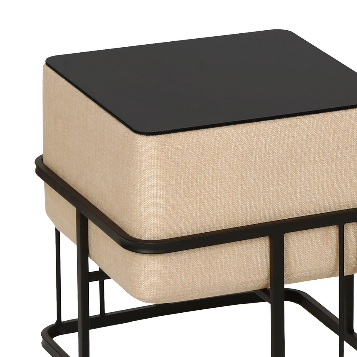 SADA STOLIČEK 2 KS. Tas - černá/béžová, kov/kompozitní dřevo (38/38/38cm) - [en.casa]