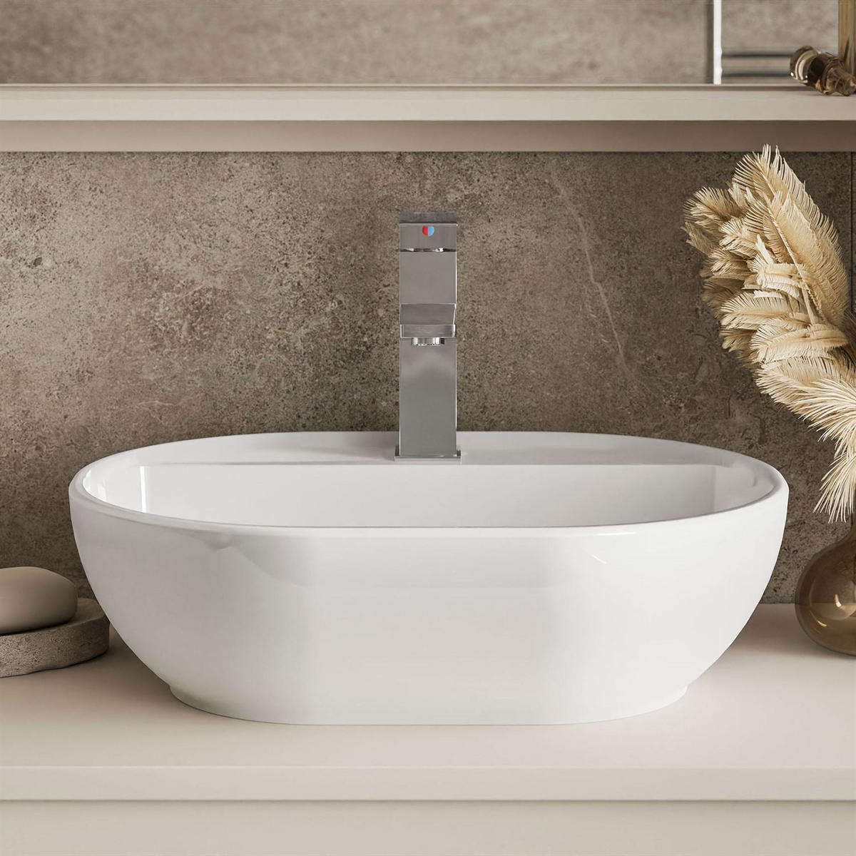 BADMÖBEL-SET LUMIRE III Kaschmir Matt mit Spiegel - Beige, Holzwerkstoff (80/52/46cm) - Lookway