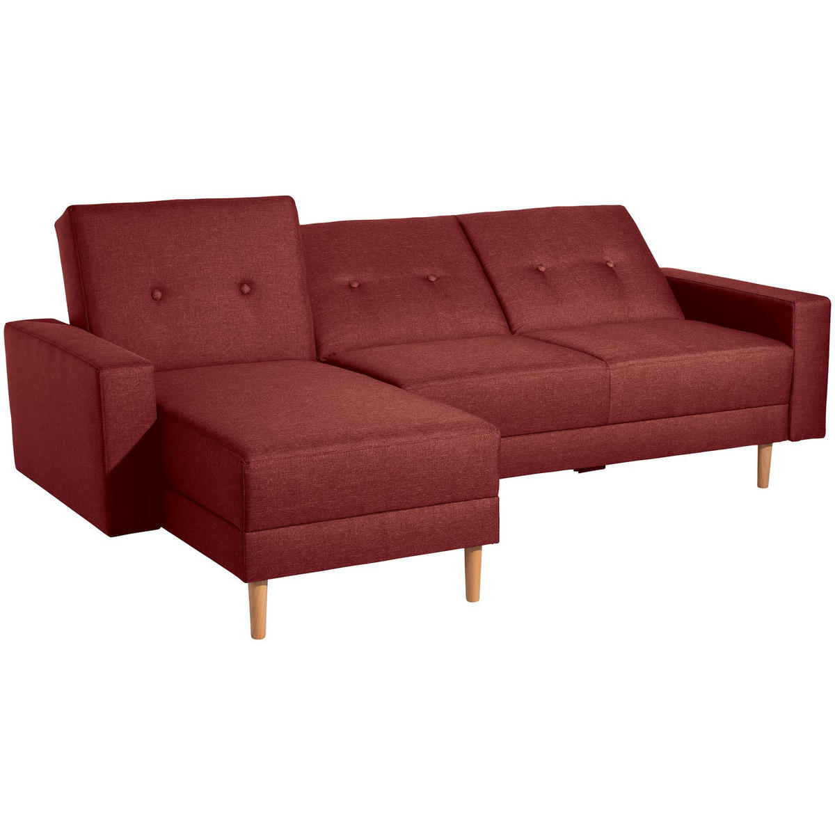 FUNKTIONSSOFA mit Hocker Kattie Flachgewebe rot - Rot, Kunststoff (144/230cm) - 58aufmkessel