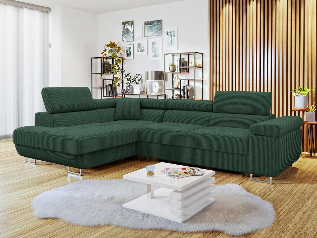 COLTAR Torezio Reiat, Stanga - verde închis, material textil/lemn (274/203cm) - MIRJAN24