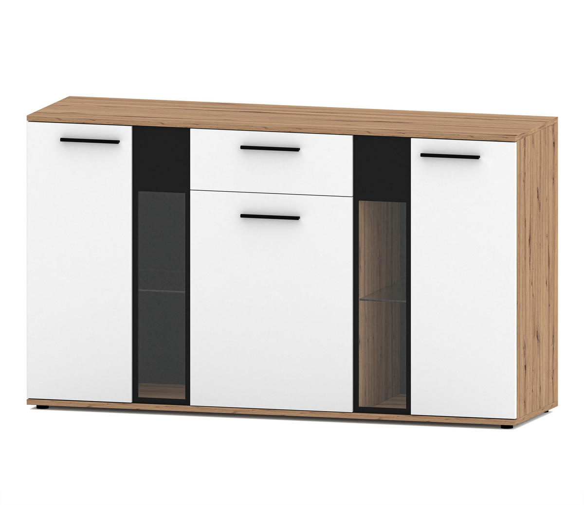 SIDEBOARD Formilo Artisan Eiche, Weiß Matt 140,4/80/40,2 cm – Kommode - Eiche Artisan/Weiß, Holzwerkstoff/Kunststoff (140/80/40cm) - AX Living