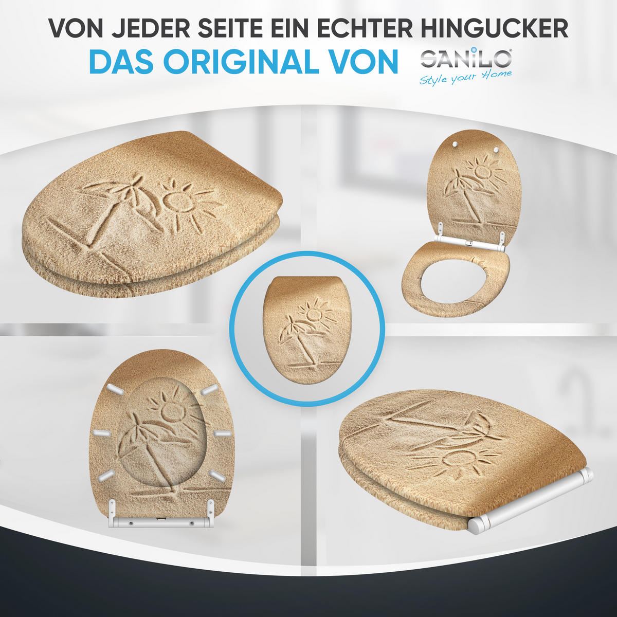 WC-SITZ mit Absenkautomatik & Top Fix Sunshine - Braun, Holzwerkstoff (37.7/5.5/48cm) - Sanilo