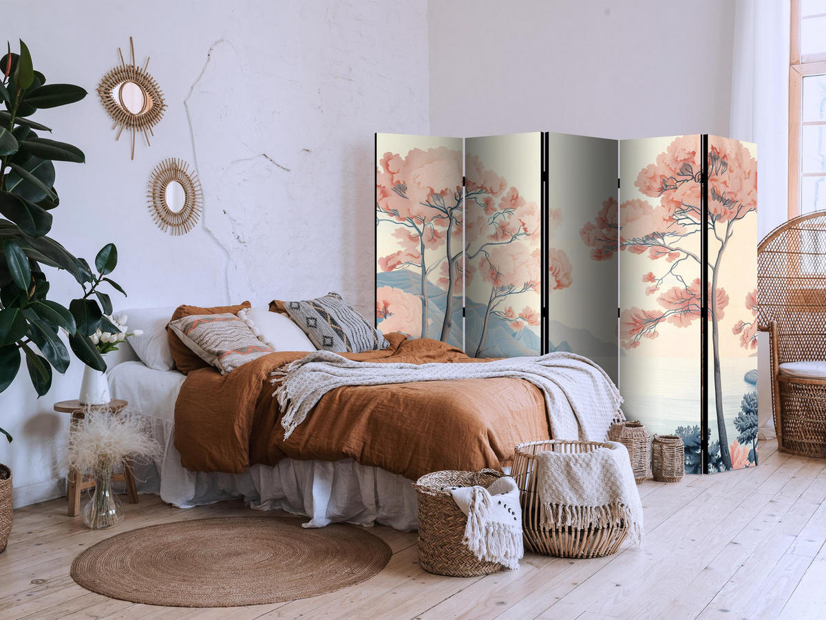 PARAVÁN Jednostranný 5-Dielny 225x172 cm Oceánske Útesy - viacfarebná, drevo/textil (225/172/3cm) - Muralo