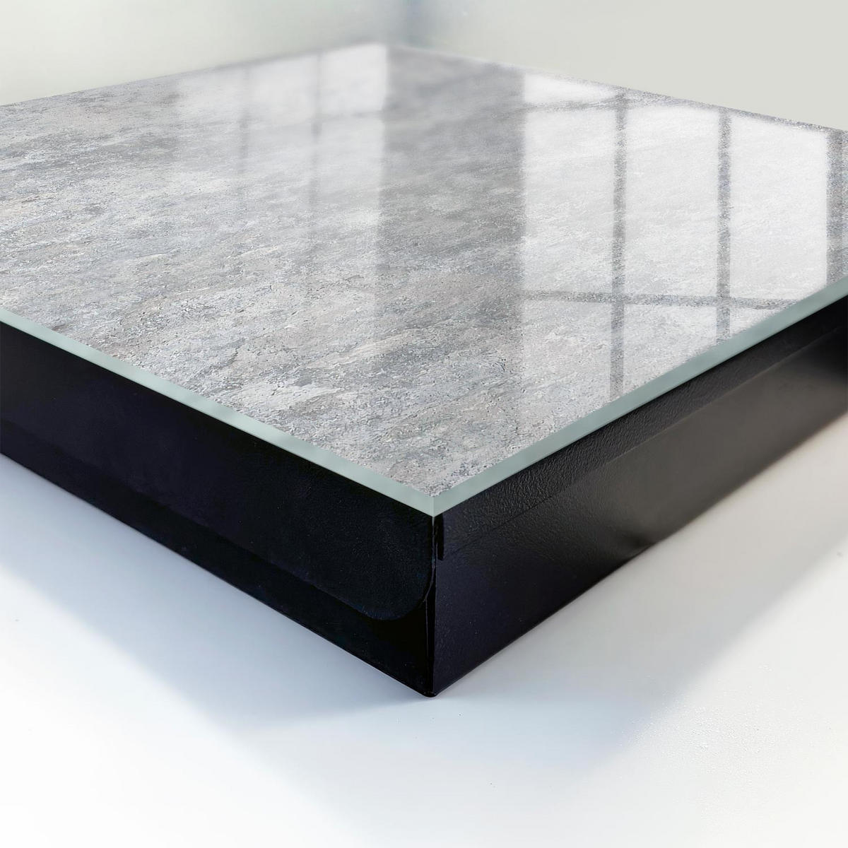 SCHLÜSSELBOX Schwarz 30x30 cm- Türöffnung nach rechts - Betonmuster - Grau, Metall (30/30/5cm) - TULUP