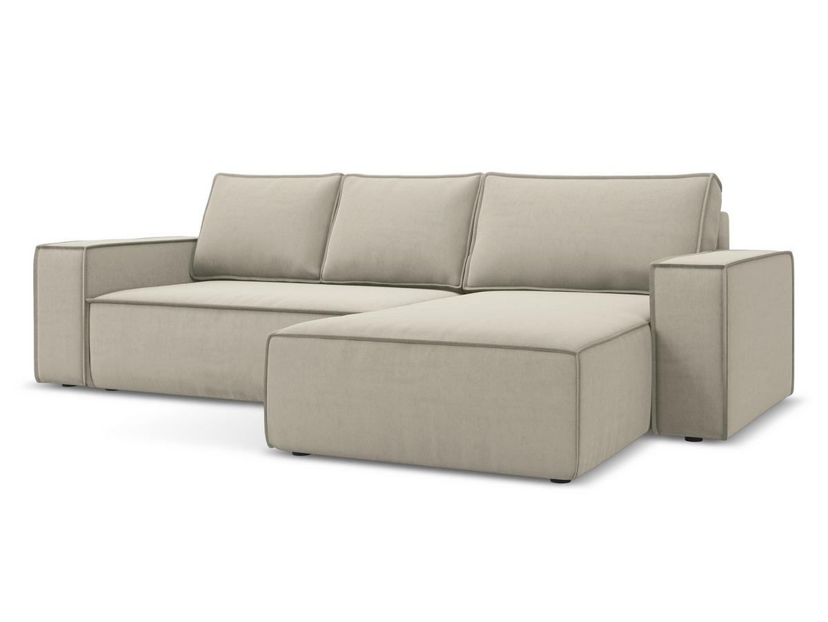 ECKSOFA mit Schlaffunktion Strukturstoff Stoff Grün - Schwarz/Olivgrün, Holz/Textil (236/162cm) - Makamii