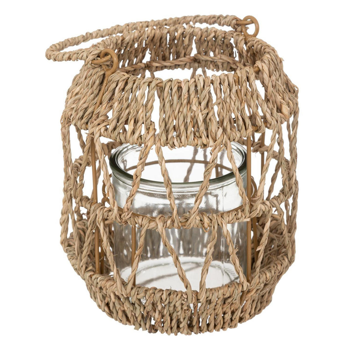 RATTAN-LATERNE für Terrasse 17/17/18 cm - Beige, Metall (17/18/17cm) - Atmosphera Createur d´interieur