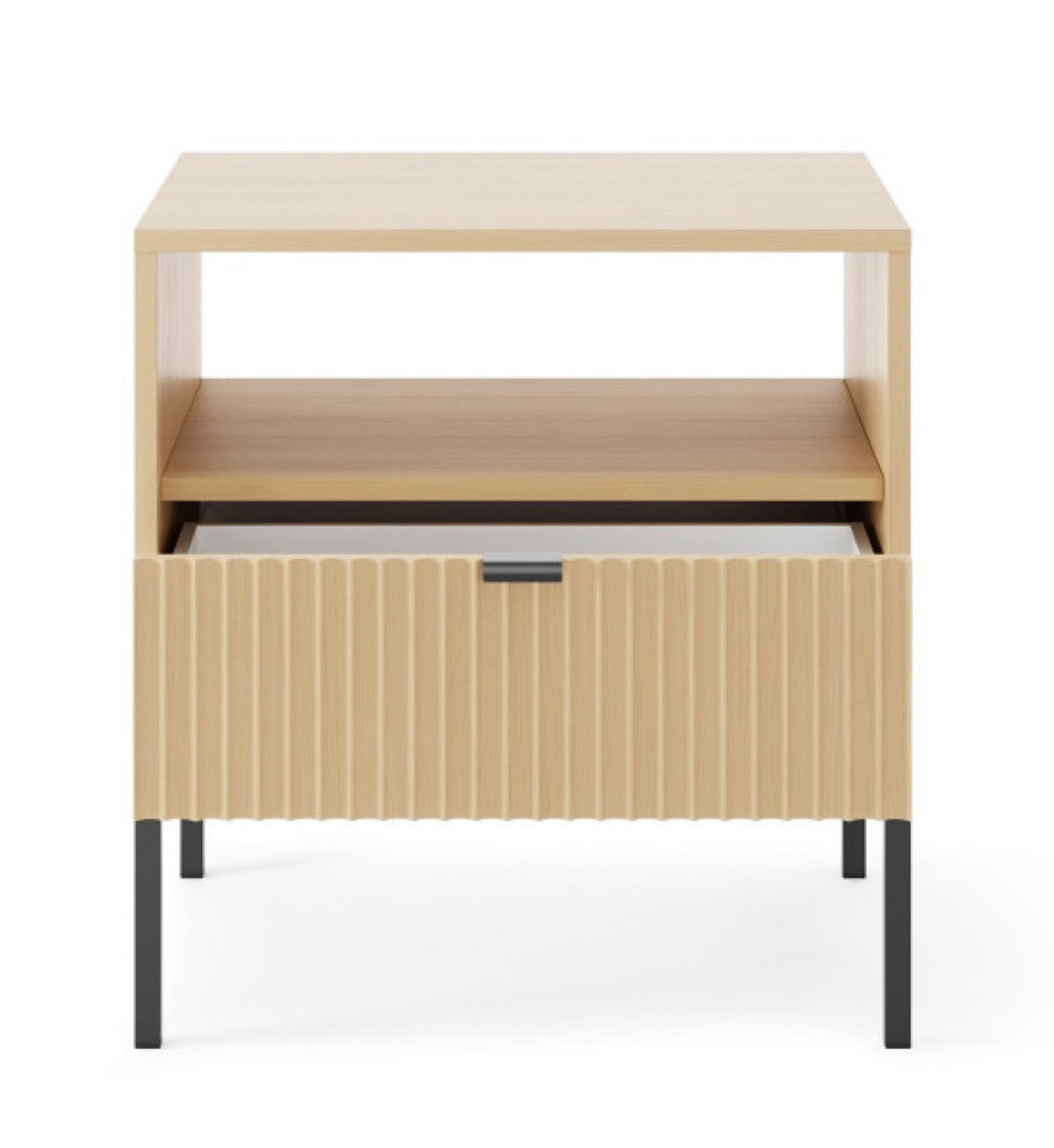 NACHTTISCH Vicenza Eiche Schwarz Beine - Beige, Holzwerkstoff (54/56/39cm) - Sepro Meble