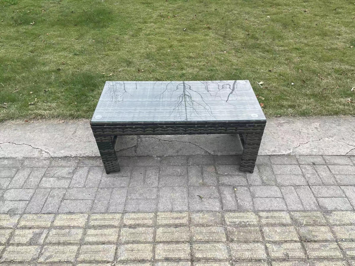 LOUNGETISCH Polyrattan - Dunkelgrau, Metall (105/50/48cm) - Fimous
