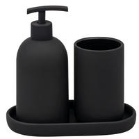 BAD-ACCESSOIRES-SET CERANO, Soft-Touch, schwarz - Schwarz, Keramik (8/18/8cm) - eluno