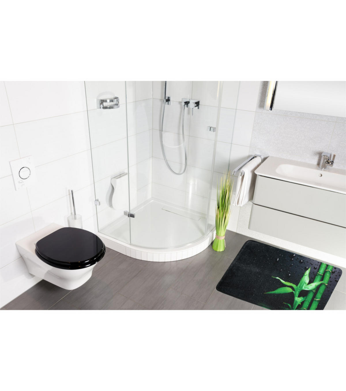 BADTEPPICH Virella 70 x 110 cm - Schwarz, Textil (70/110cm) - Sanilo