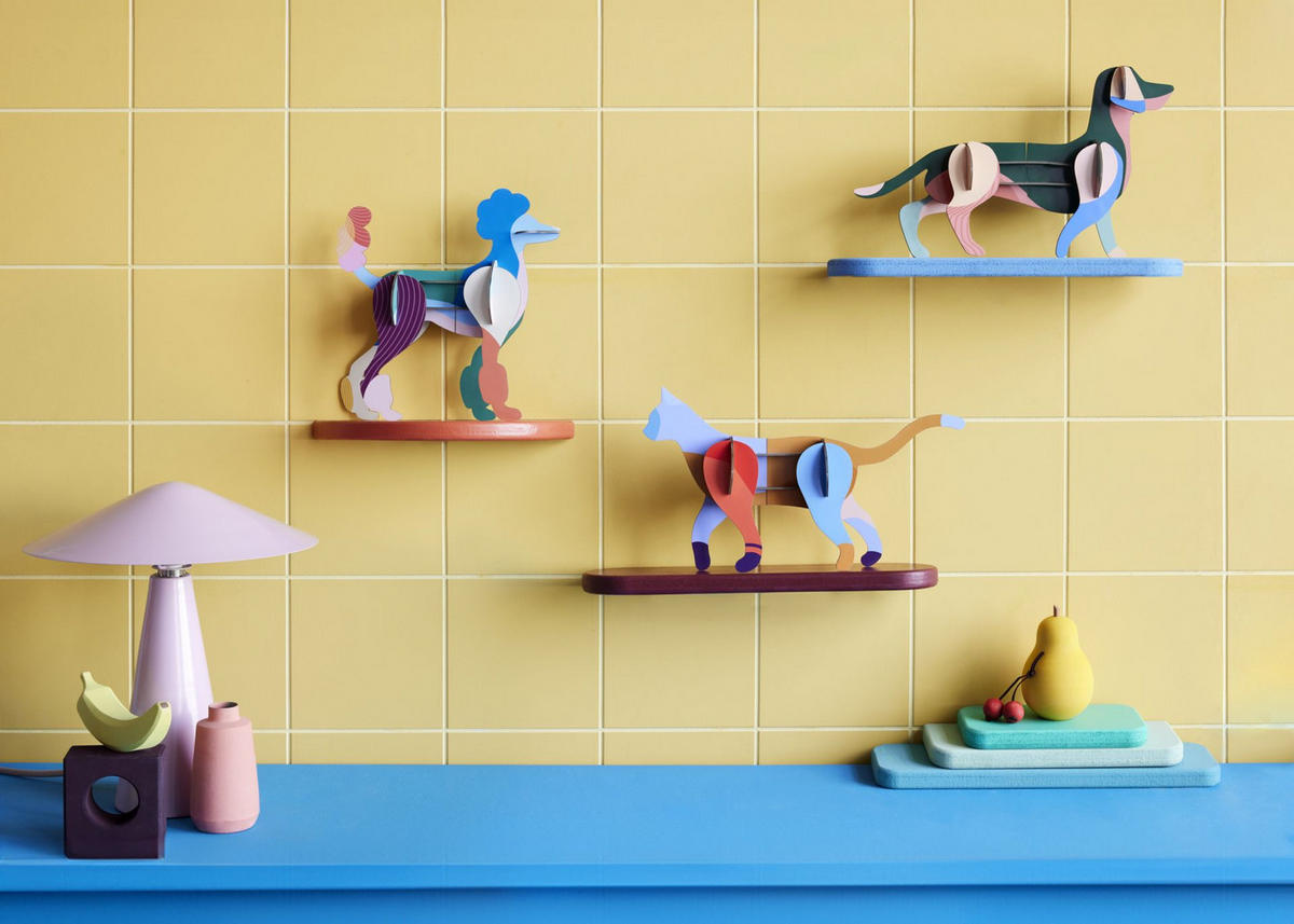 WANDSKULPTUR Bunt 6,5/22 cm - Multicolor, Wellpappe (6.5/22/22cm) - KUNSTLOFT