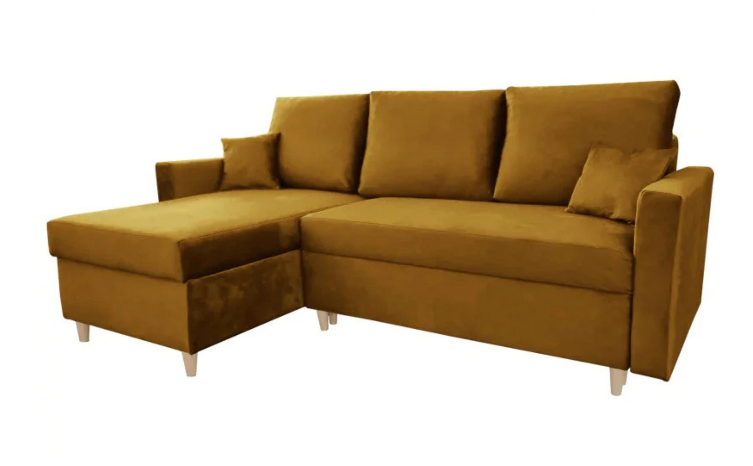 ECKSOFA MON, Gelb, Veloursstoff, Ottomane Universal - Gelb, Textil (222/142cm) - Sepro Meble