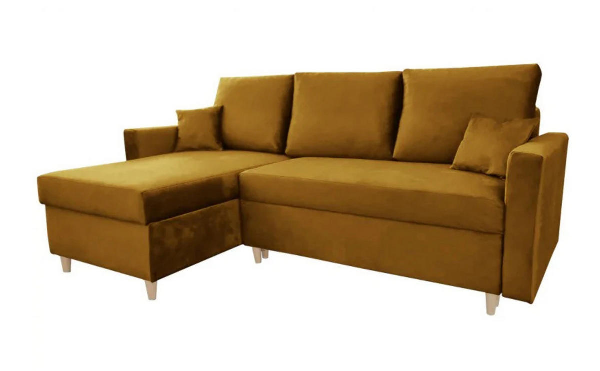 ECKSOFA MON, Gelb, Veloursstoff, Ottomane Universal - Gelb, Textil (222/142cm) - Sepro Meble