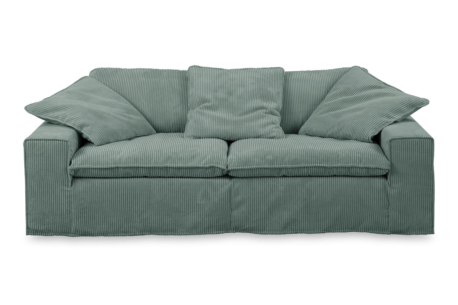 SOFA NETTA Petrol Cord - Petrol/Braun, Birkenholz/Textil (226/90/116cm) - KAWOLA