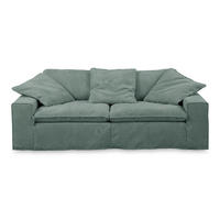 SOFA NETTA Petrol Cord - Petrol/Braun, Birkenholz/Textil (226/90/116cm) - KAWOLA
