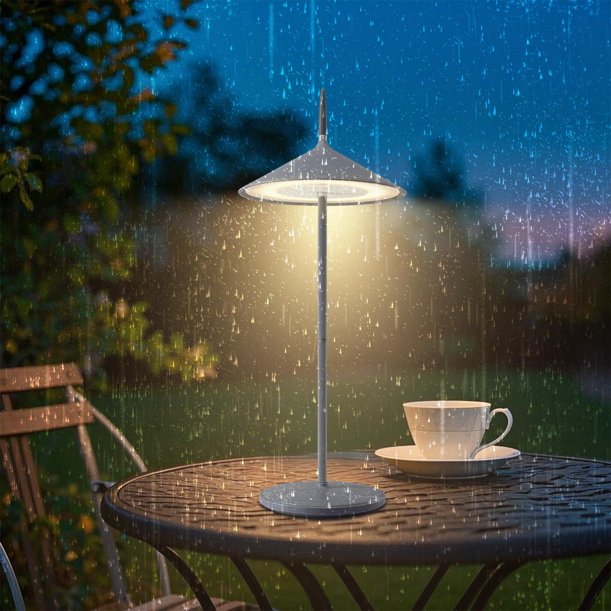 TISCHLEUCHTE Funkelmann 15.4/37.6/15.4 cm - Dunkelgrau, Metall (15.4/15.4/37.6cm) - ZMH