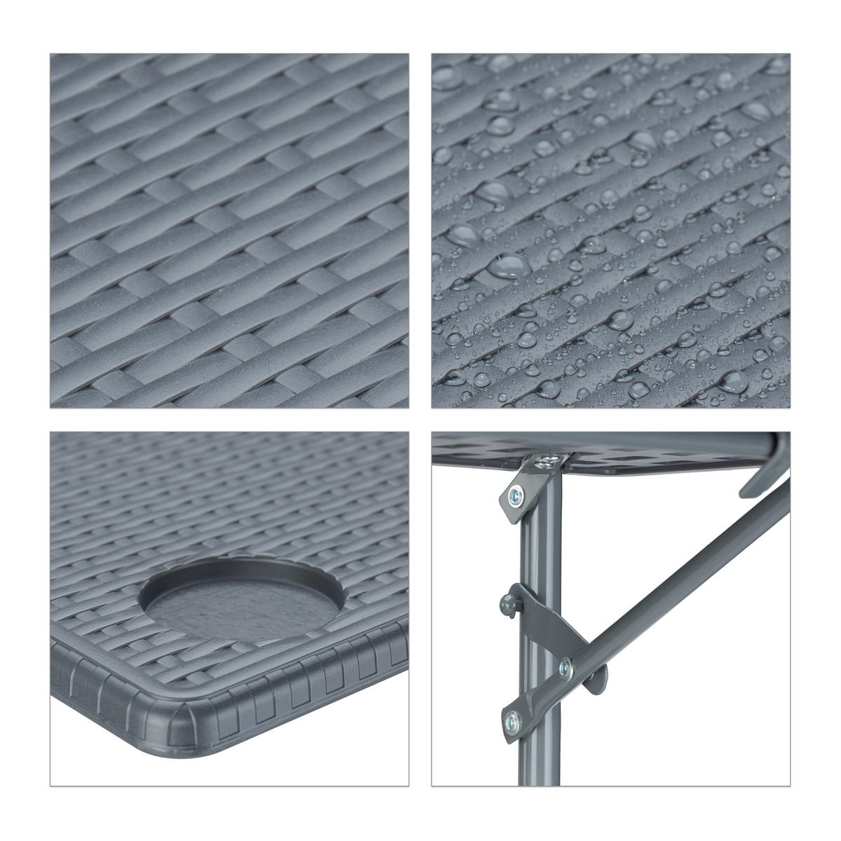 BALKONHÄNGETISCH - Grau, Kunststoff/Metall (60/59.5/84cm) - Relaxdays