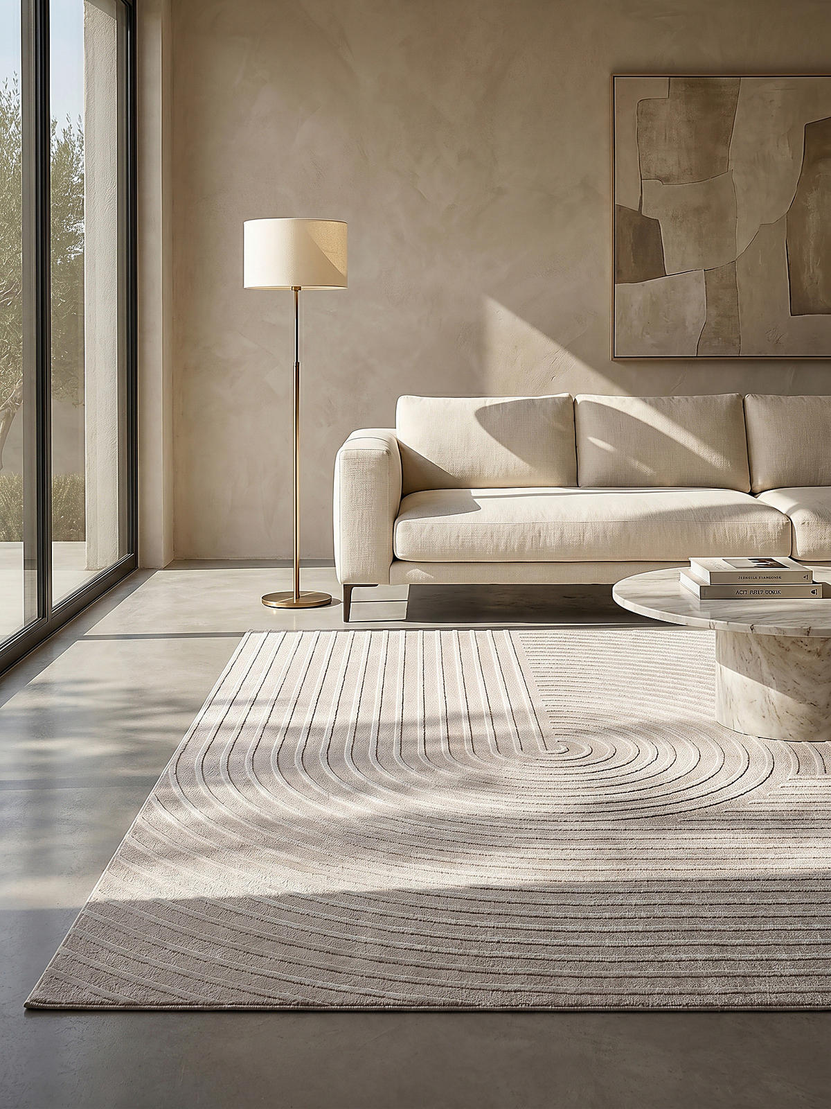 KURZFLORTEPPICH Geometrisch ERESMA Polyester Beige 160 x 230 cm - Beige, Textil (160/230cm) - KADIMA DESIGN