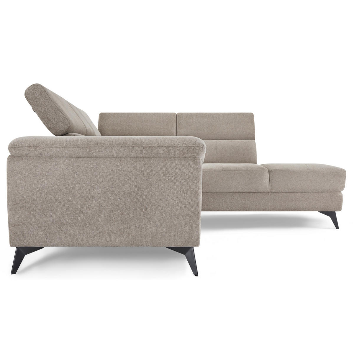 ECKSOFA Webstoff Beige - Beige/Schwarz, Textil/Metall (290/95cm) - Furnhouse