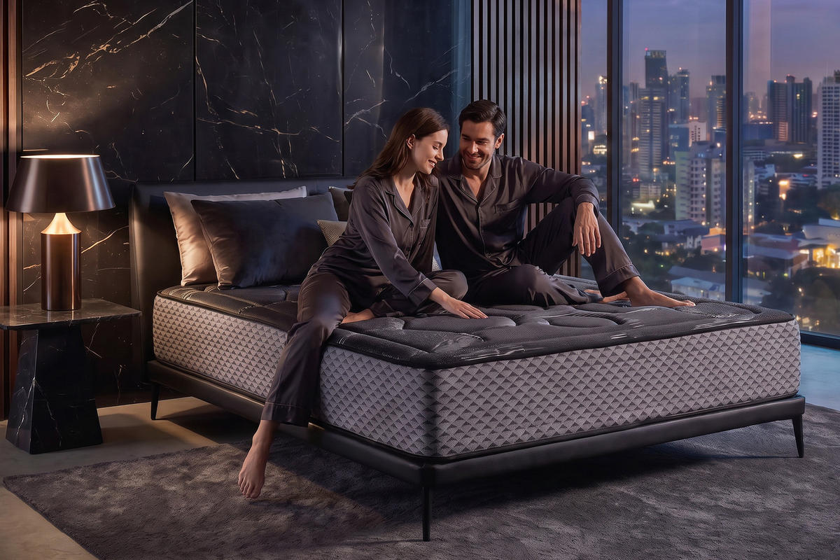 MATRATZE Titanium Black Multizone - 200X200 cm- Härtegrad H2/H3 - Schwarz, Textil (200/200cm) - Moonia