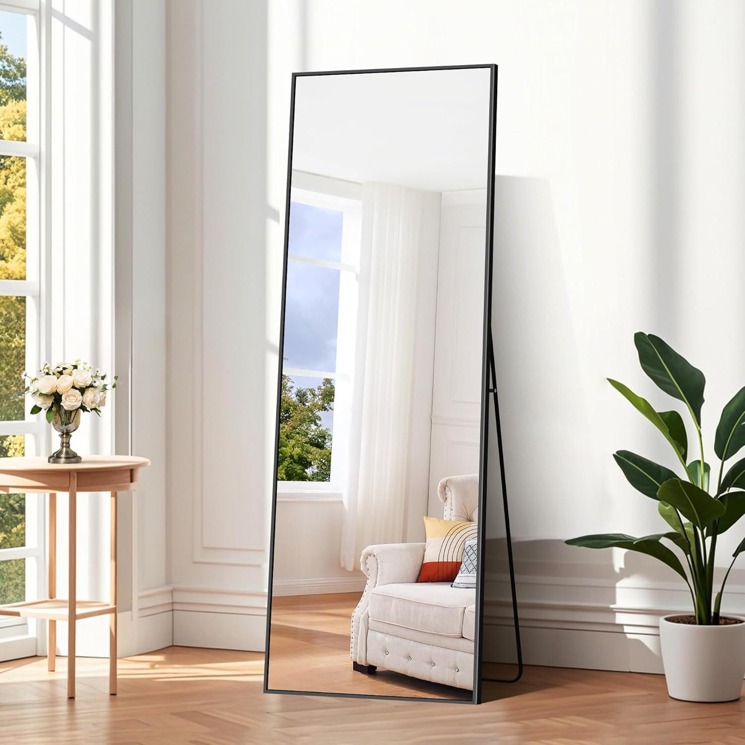 STANDSPIEGEL 165x60cm, Rechteckiger Spiegel, Schwarzer Metallrahmen - Schwarz, Metall (60/165/165cm)