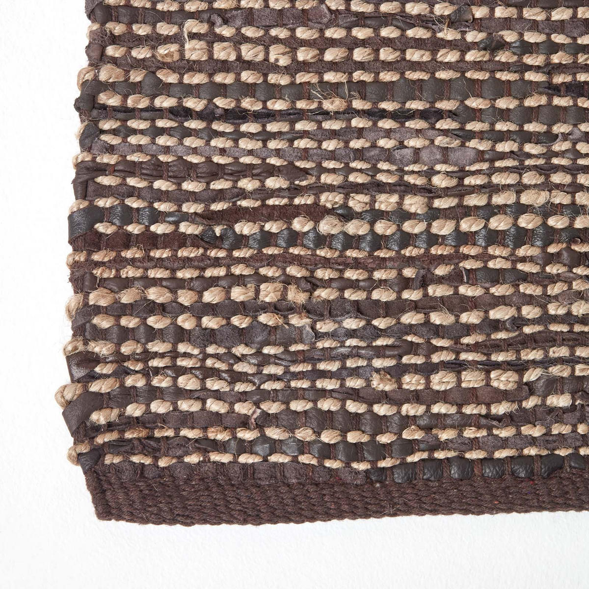 TEPPICHLÄUFER Madras, Leder & Hanf 66/200 cm - Braun, Leder (66/200cm) - Homescapes