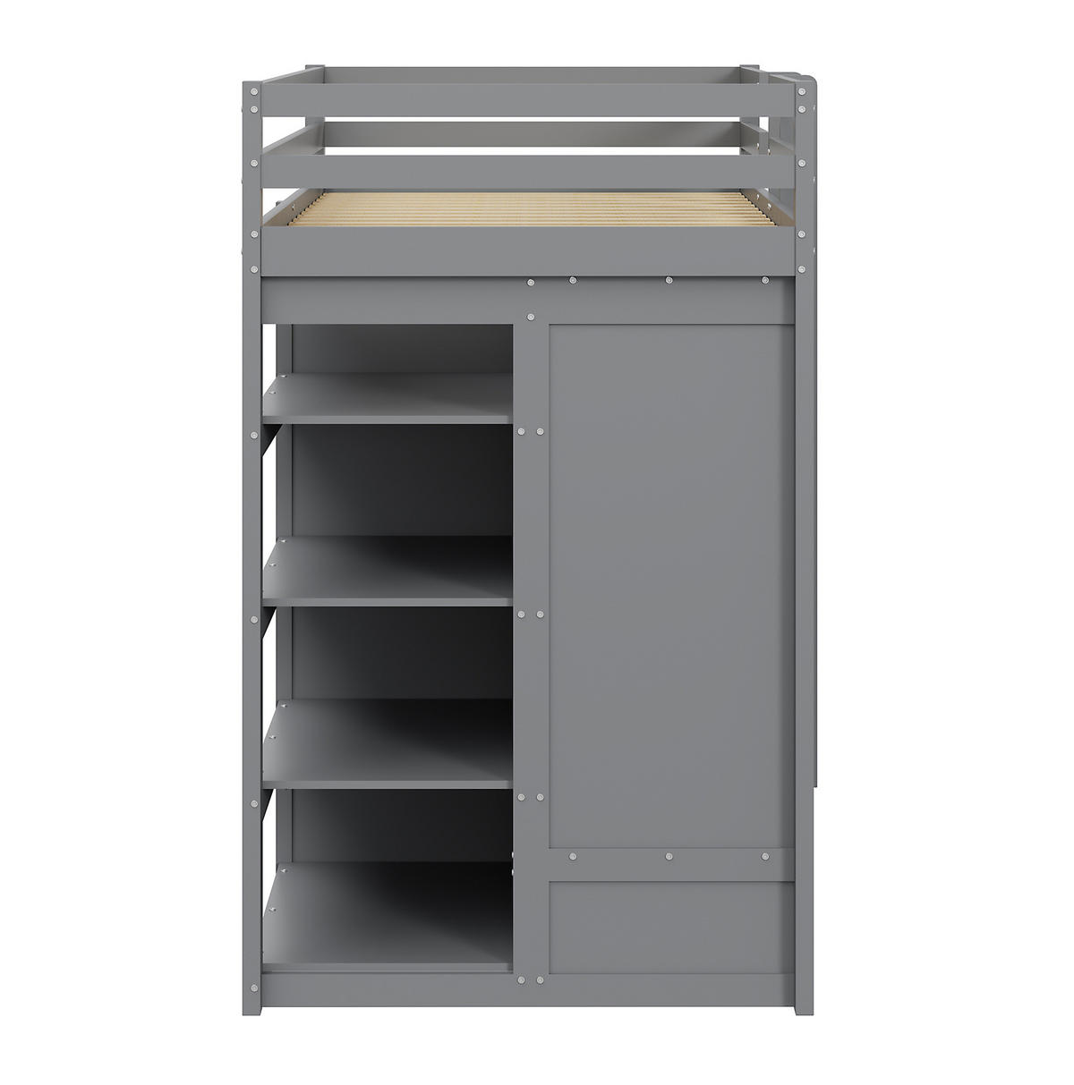 ETAGENBETT 90/200 cm aus Holz mit Ausziehbett und Kleiderschrank in Grau - Grau, Holz (90/200cm) - BEAOK