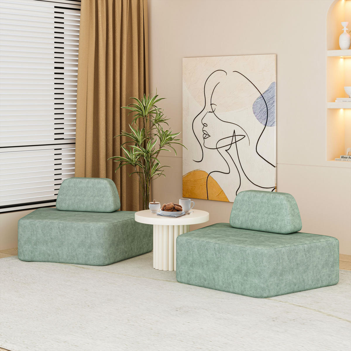SOFA modulares Sofa trapezförmig Grün - Hellgrün, Textil (116/68/80cm) - Vercart