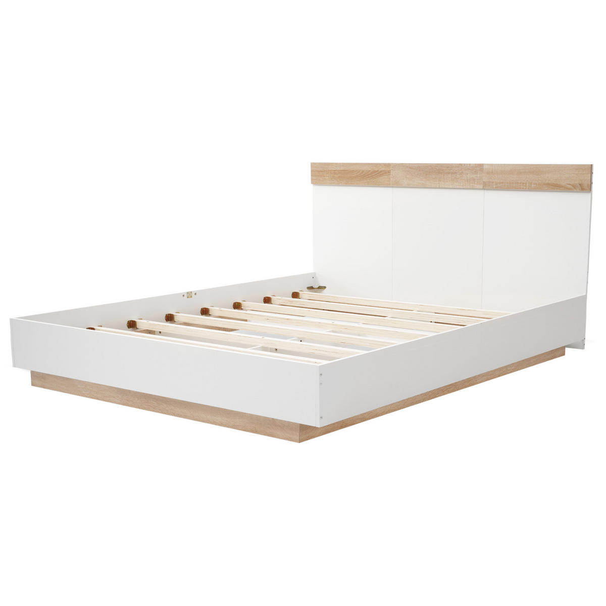 DOPPELBETT 140/200 cm mit Lattenrost in Schwebeoptik und hohem Kopfteil, werkstoff Sonoma-Eiche/Weiß - Weiß, Holzwerkstoff (140/200cm) - Redom