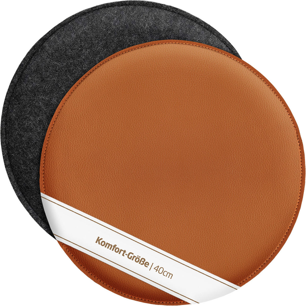 SITZKISSEN zum Wenden Filz und Kunstleder 2er Set - Hellgrau, Textil (40/40/2cm) - Miqio Design