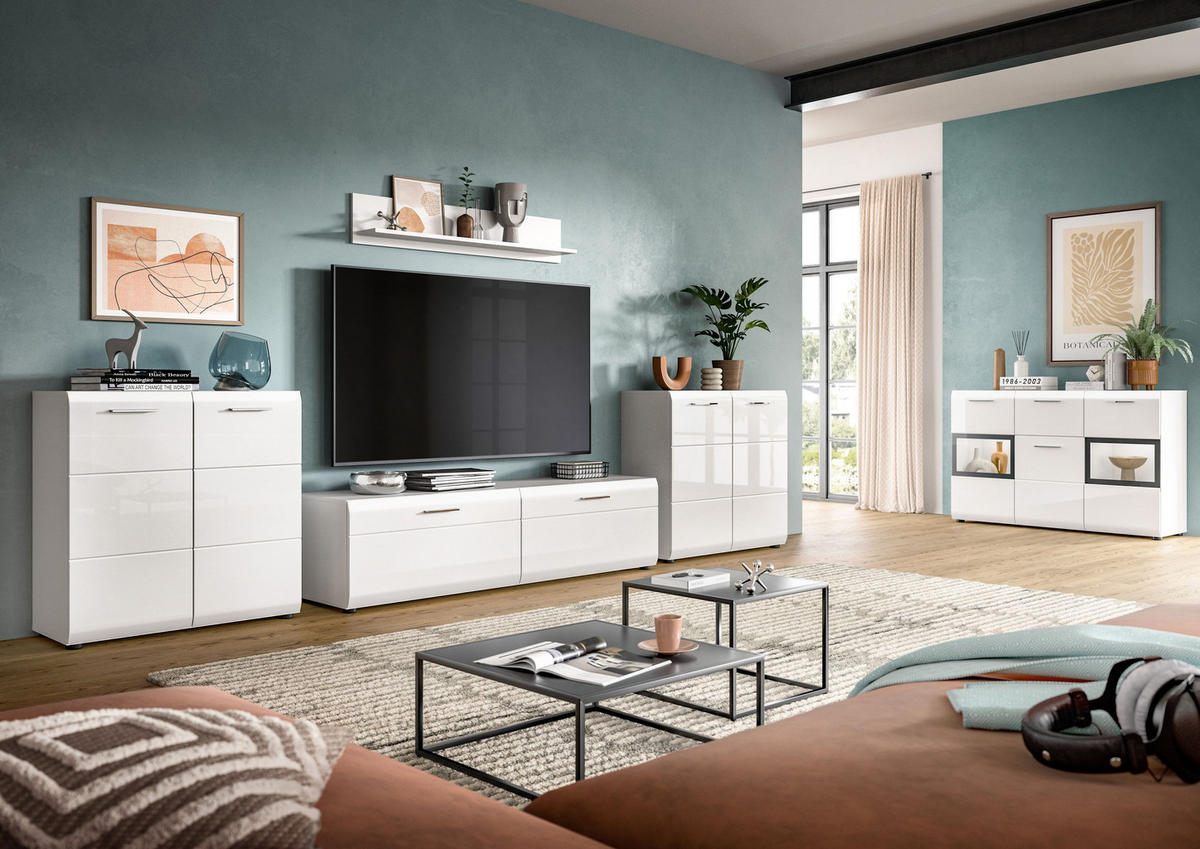 KOMMODE ICE (B/H/T: ca. 80/81/34 cm) in Weiß/weiß hochglanz - Weiß, Holzwerkstoff (80/81/34cm)