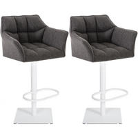 BARHOCKER 2er Set Stoff Titangrau - Graubraun/Weiß, Textil/Metall (64/88/45cm) - CLP