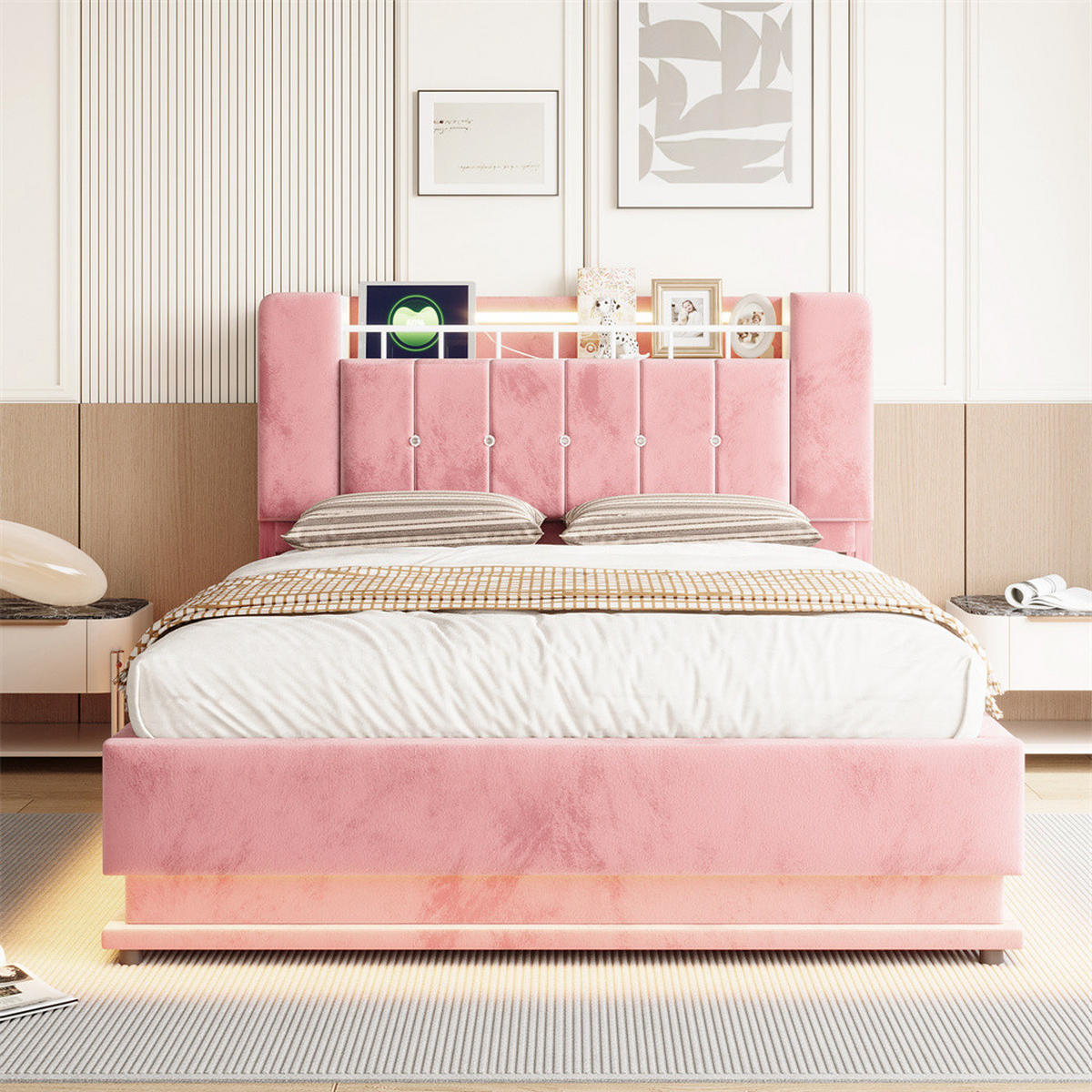 POLSTERBETT 140/200 cm Rosa - Pink, Textil