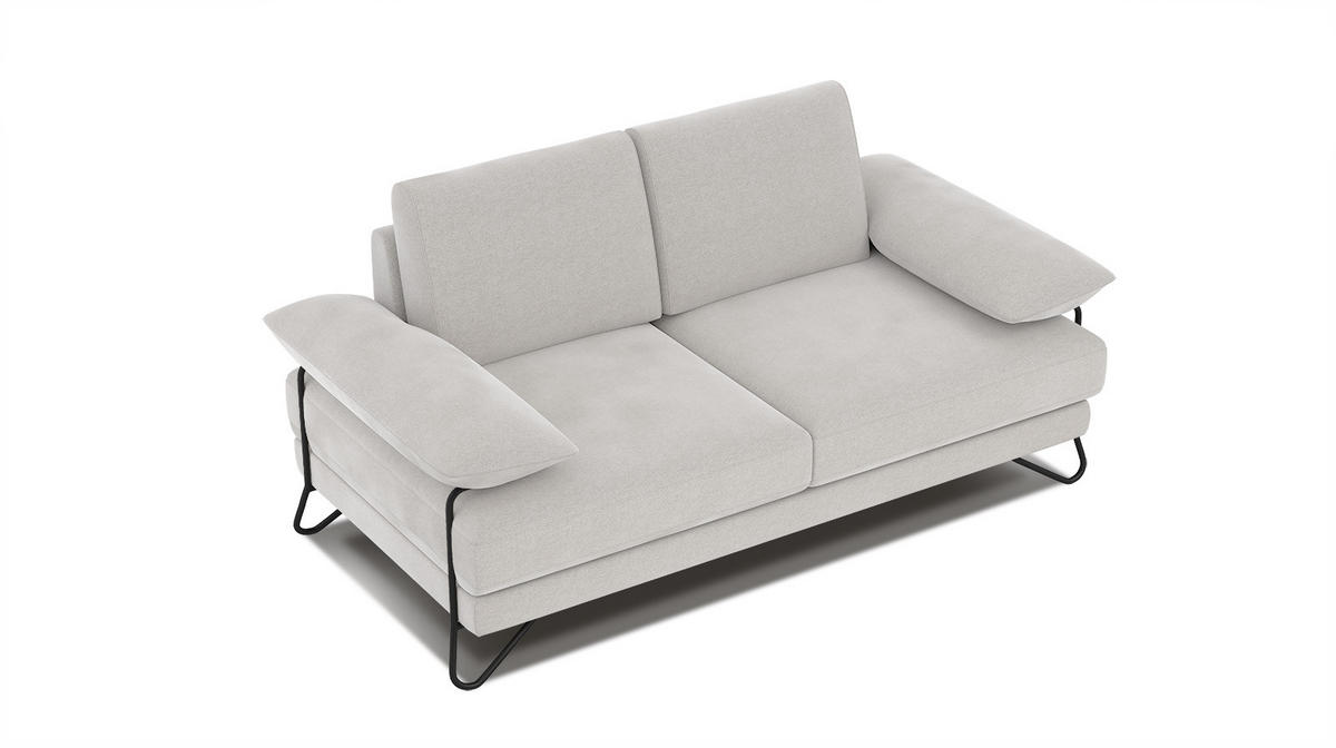 SOFA LORI 2-Sitzer, weiß - Schwarz/Weiß, Holzwerkstoff/Textil (185/87/96cm) - Courtois Laville