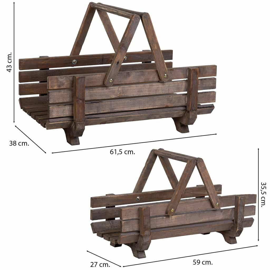 Thumbnail - Wanderlust Holzkörbe,, Braun, Holz, 61.5x43x38 cm, Freizeit, Campingzubehör, Feuerschalen