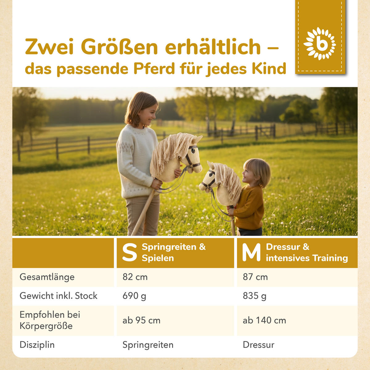 HOBBY-HORSE beige - Größe M - Beige, Textil (35/79cm) - Bieco Spielwaren