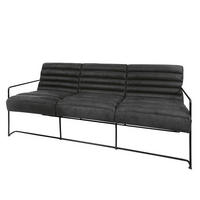 3-SITZER SOFA - Antiklederlook - Dunkelgrau, Textil (181/81/78cm) - home24