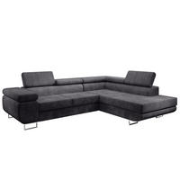 ECKSOFA L Form Kanya Hellgrau 275/202/90 cm – Sofa mit Bettfunktion & Stauraum R - Silberfarben/Grau, Textil/Metall (275/202cm) - AX Living