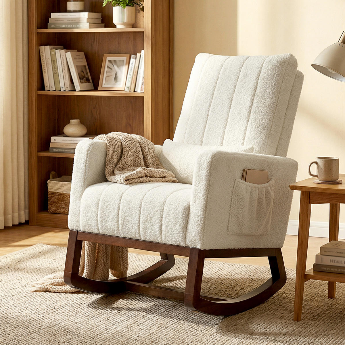 SCHAUKELSTUHL DE-17424 Creme - Creme, Holz (67/110/97cm) - ComfortXL