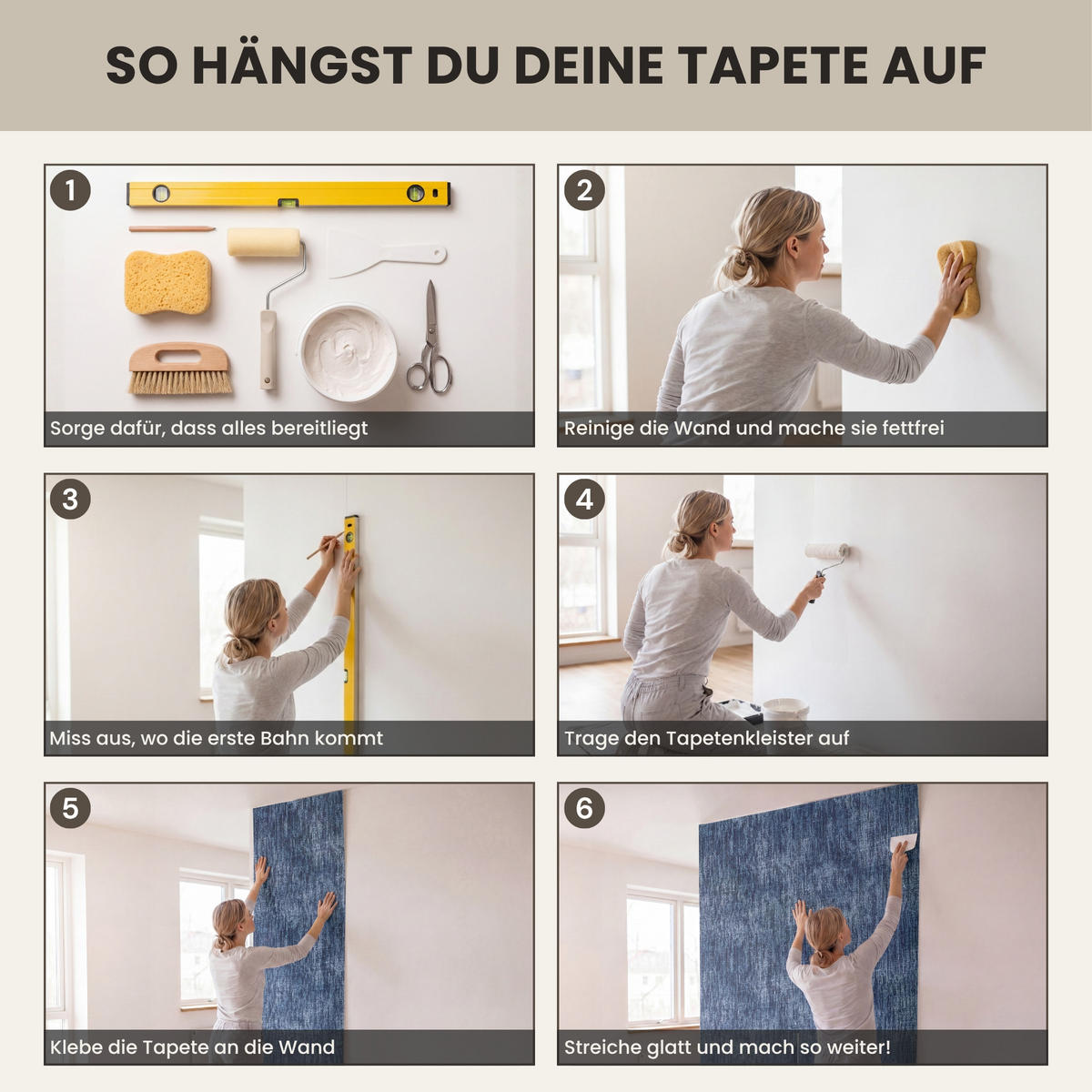 TAPETE - Leinen - Textur - Muster - Denim - Rustikal - 140x260 cm - Blau, Papier (140/260cm) - OnlyWow