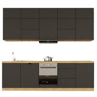 KÜCHENZEILE 300 cm - Langen KL13-M300 - in Grau / Matt - Grau, Holz (300/212/52cm)