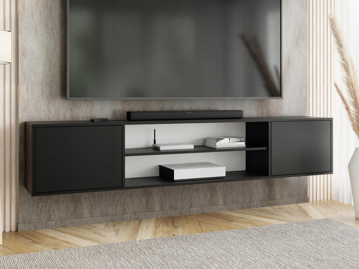 TV-LOWBOARD EDI 4 Schwarz – 2-türig - Schwarz, Holzwerkstoff (206.4/42/38.9cm)